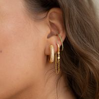 Fashion Geometric Brass Inlay Zircon Earrings 1 Piece main image 4