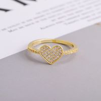 Fashion Heart Shape Copper Heart Star Inlaid Gold Gem Rings main image 4