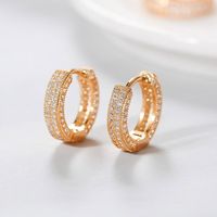 Fashion Circle Copper Inlay Zircon Earrings 1 Pair main image 3