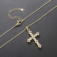 Fashion Cross Copper Inlay Zircon Pendant Necklace 1 Piece main image 4
