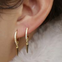 Fashion Circle Copper Zircon Drop Earrings 1 Pair main image 5