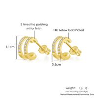 1 Pair Fashion C Shape Copper Artificial Gemstones Ear Studs main image 5