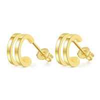1 Pair Fashion C Shape Copper Artificial Gemstones Ear Studs sku image 1