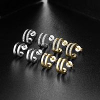 1 Pair Fashion C Shape Copper Artificial Gemstones Ear Studs main image 2