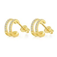 1 Pair Fashion C Shape Copper Artificial Gemstones Ear Studs sku image 3