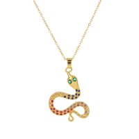 Fashion Snake Copper Inlay Zircon Pendant Necklace 1 Piece sku image 2