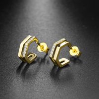 Fashion Geometric Copper Zircon Ear Studs 1 Pair main image 3