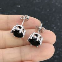 Simple Style Round Copper Zircon Ear Studs 1 Pair main image 5