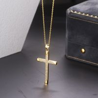 Fashion Cross Copper Inlaid Zircon Necklace main image 5