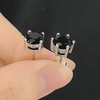 Simple Style Round Copper Zircon Ear Studs 1 Pair main image 3