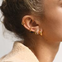 Fashion Geometric Copper Zircon Ear Studs 1 Pair main image 2
