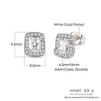 Simple Style Square Copper Zircon Ear Studs 1 Pair main image 5
