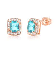 Simple Style Square Copper Zircon Ear Studs 1 Pair sku image 8