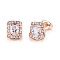 Simple Style Square Copper Zircon Ear Studs 1 Pair sku image 1
