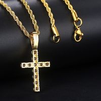 Fashion Cross Copper Zircon Pendant Necklace main image 4