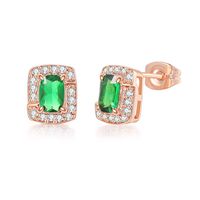 Simple Style Square Copper Zircon Ear Studs 1 Pair sku image 3