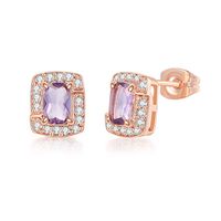 Simple Style Square Copper Zircon Ear Studs 1 Pair sku image 2