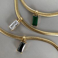 Fashion Rectangle Copper Zircon Necklace main image 1