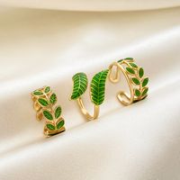 Retro Leaf Copper Plating Open Ring 1 Piece main image 5