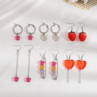 Fashion Heart Shape Strawberry Butterfly Resin Enamel Women's Drop Earrings 1 Set main image 5