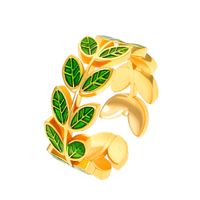 Retro Leaf Copper Plating Open Ring 1 Piece sku image 3