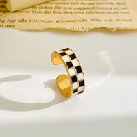 Retro Checkered Alloy Enamel Women's Rings main image 5