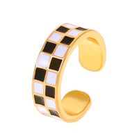 Retro Checkered Alloy Enamel Women's Rings main image 4