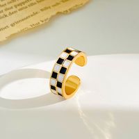 Retro Checkered Alloy Enamel Women's Rings main image 1
