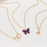 Retro Round Butterfly Alloy Enamel Women's Necklace 1 Piece main image 2