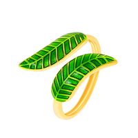 Retro Leaf Copper Plating Open Ring 1 Piece main image 3