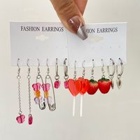 Fashion Heart Shape Strawberry Butterfly Resin Enamel Women's Drop Earrings 1 Set main image 1