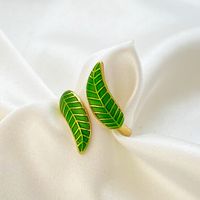 Retro Leaf Copper Plating Open Ring 1 Piece main image 2