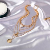 Retro Geometric Alloy Inlay Artificial Pearls Women's Necklace 1 Piece main image 3