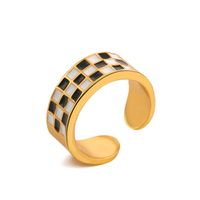 Retro Checkered Alloy Enamel Women's Rings sku image 2