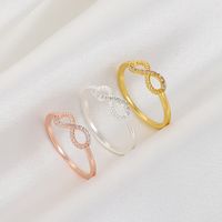 Fashion Number Copper Inlay Zircon Rings 1 Piece main image 3