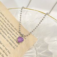 Sweet Heart Shape Alloy Inlay Resin Women's Pendant Necklace main image 2