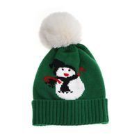 Children Unisex Fashion Snowman Pom Poms Jacquard Wool Cap sku image 3