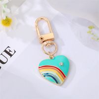 Cute Rainbow Heart Shape Eye Alloy Enamel Inlay Rhinestones Women's Keychain 1 Piece main image 5