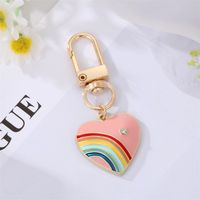Cute Rainbow Heart Shape Eye Alloy Enamel Inlay Rhinestones Women's Keychain 1 Piece sku image 10