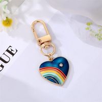 Cute Rainbow Heart Shape Eye Alloy Enamel Inlay Rhinestones Women's Keychain 1 Piece sku image 11