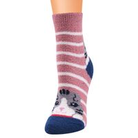 Women's Cartoon Style Cat Polyester Coral Fleece Crew Socks sku image 4