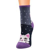 Women's Cartoon Style Cat Polyester Coral Fleece Crew Socks sku image 7