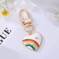 Cute Rainbow Heart Shape Eye Alloy Enamel Inlay Rhinestones Women's Keychain 1 Piece sku image 9