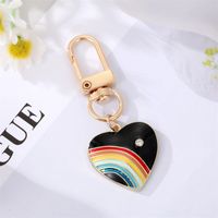 Cute Rainbow Heart Shape Eye Alloy Enamel Inlay Rhinestones Women's Keychain 1 Piece sku image 12