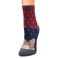 Women's Cartoon Style Cat Polyester Coral Fleece Crew Socks sku image 5