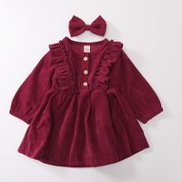 Moda Color Sólido Mezcla De Algodón Vestidos Para Niñas sku image 19