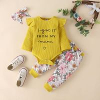 Fashion Flower Cotton Blend Baby Clothing Sets sku image 2