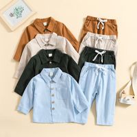 Fashion Solid Color Linen Boys Clothing Sets main image 6