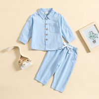 Fashion Solid Color Linen Boys Clothing Sets main image 2