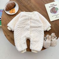 Mode Couleur Unie Mélange De Coton Bébé Barboteuses sku image 1